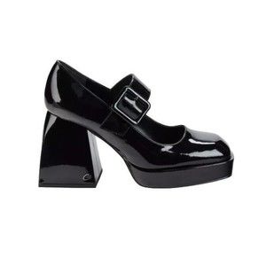 NWT CIRCUS Sam Edelman Khiara Square Toe Pumps Sz 10 Black Faux Patent Leather